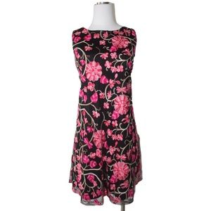 Sleeveless Floral Embroidery Trapeze Dress 12 EUC
